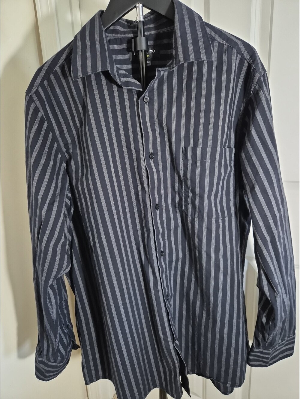 Claiborne Dress Shirt Mens LT Black with Gray Stripe Big & Tall